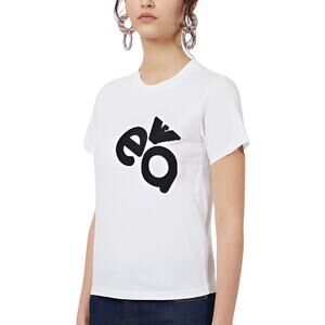 Emporio Armani Womens Basic Minimalist Beaded Logo Stretch Jersey‎ T-Shirt XL